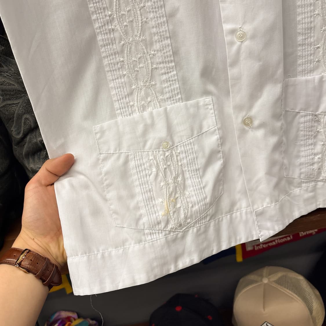 90s VICVIC 칵투스 엠브로이드 리조트카라 쿠바셔츠 N1266 상품이미지7