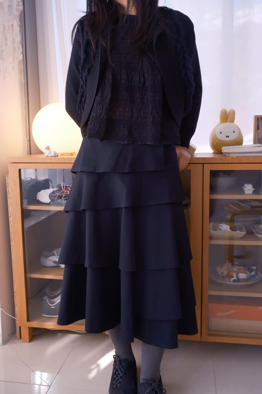 Black tiered skirt 상품이미지1