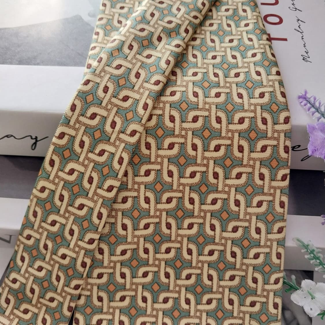 안젤로 빌로레세 실크 기하 패턴 넥타이 9.7cm A+~A등급 K1312 상품이미지3