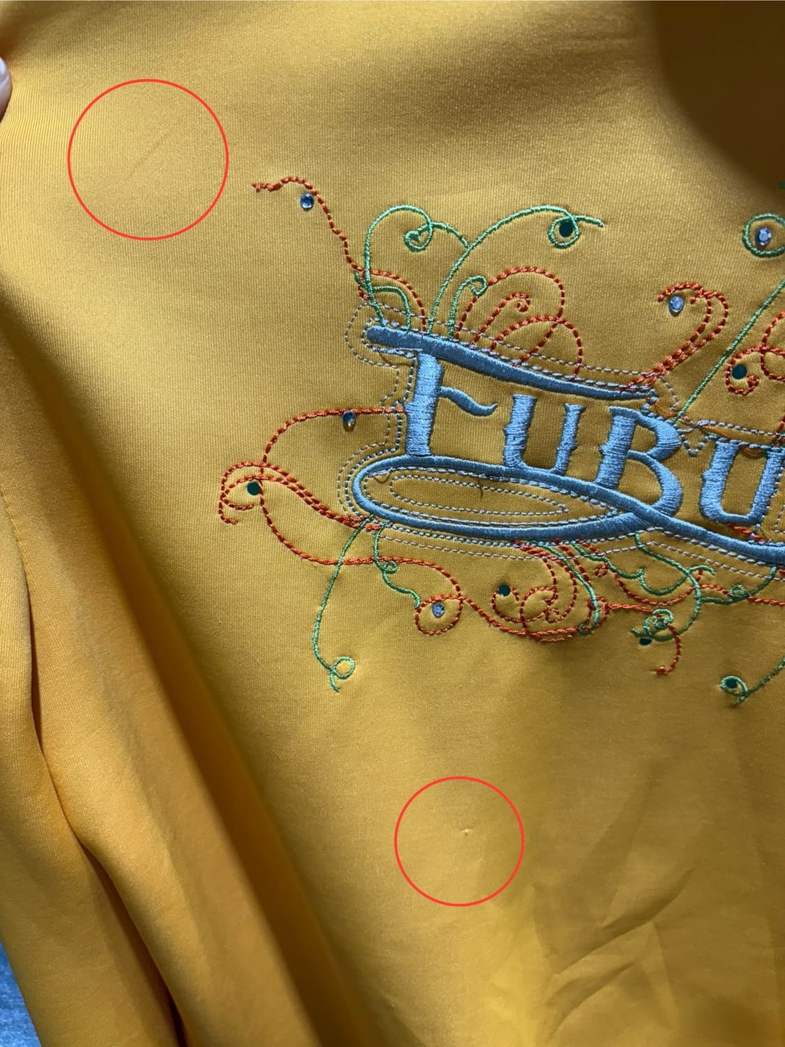 L FUBU 푸부 투포켓 데님 믹스 옐로우 후드집업 상품이미지9