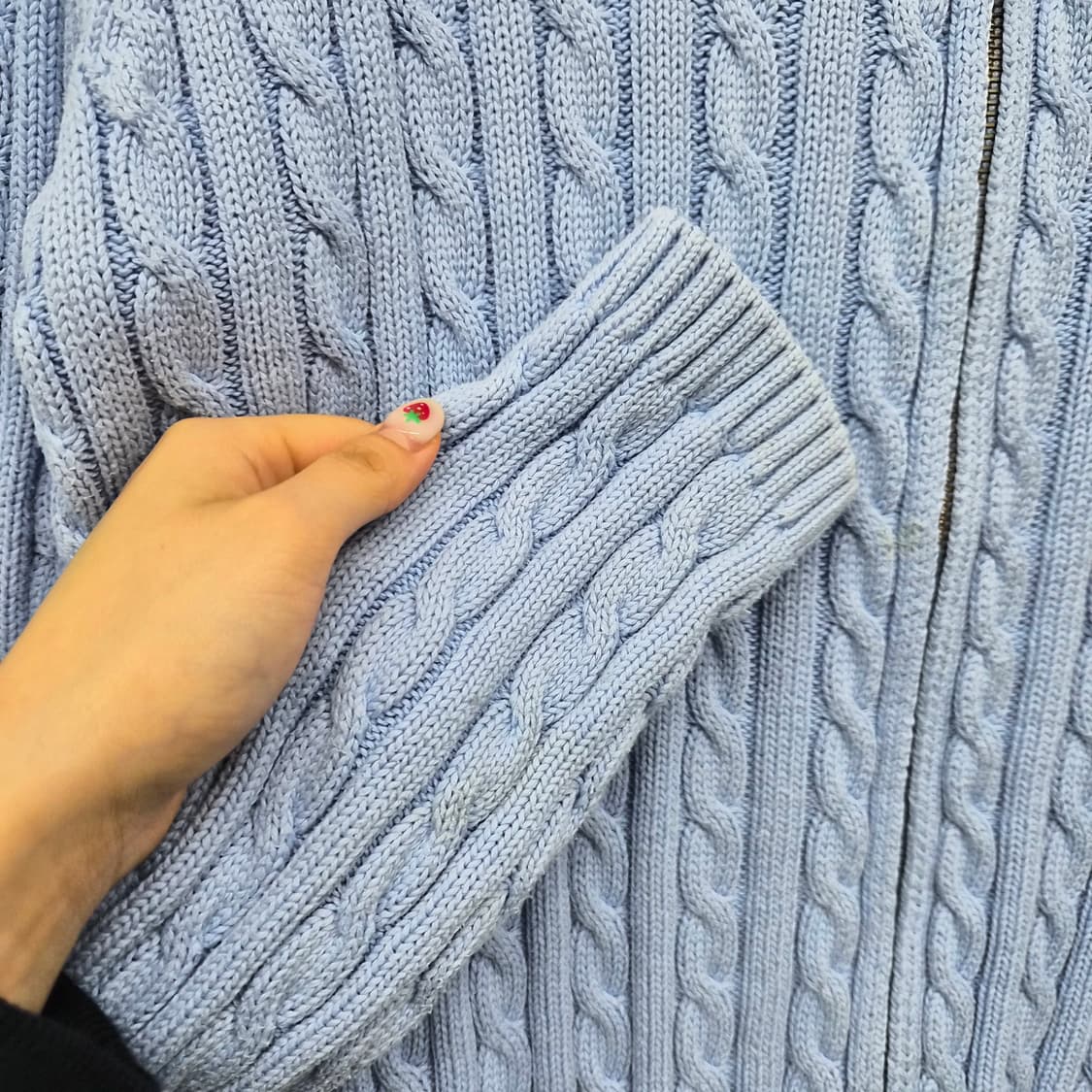 엘엘빈 케이블 니트 블루 집업 가디건 남성 XL 상품이미지2