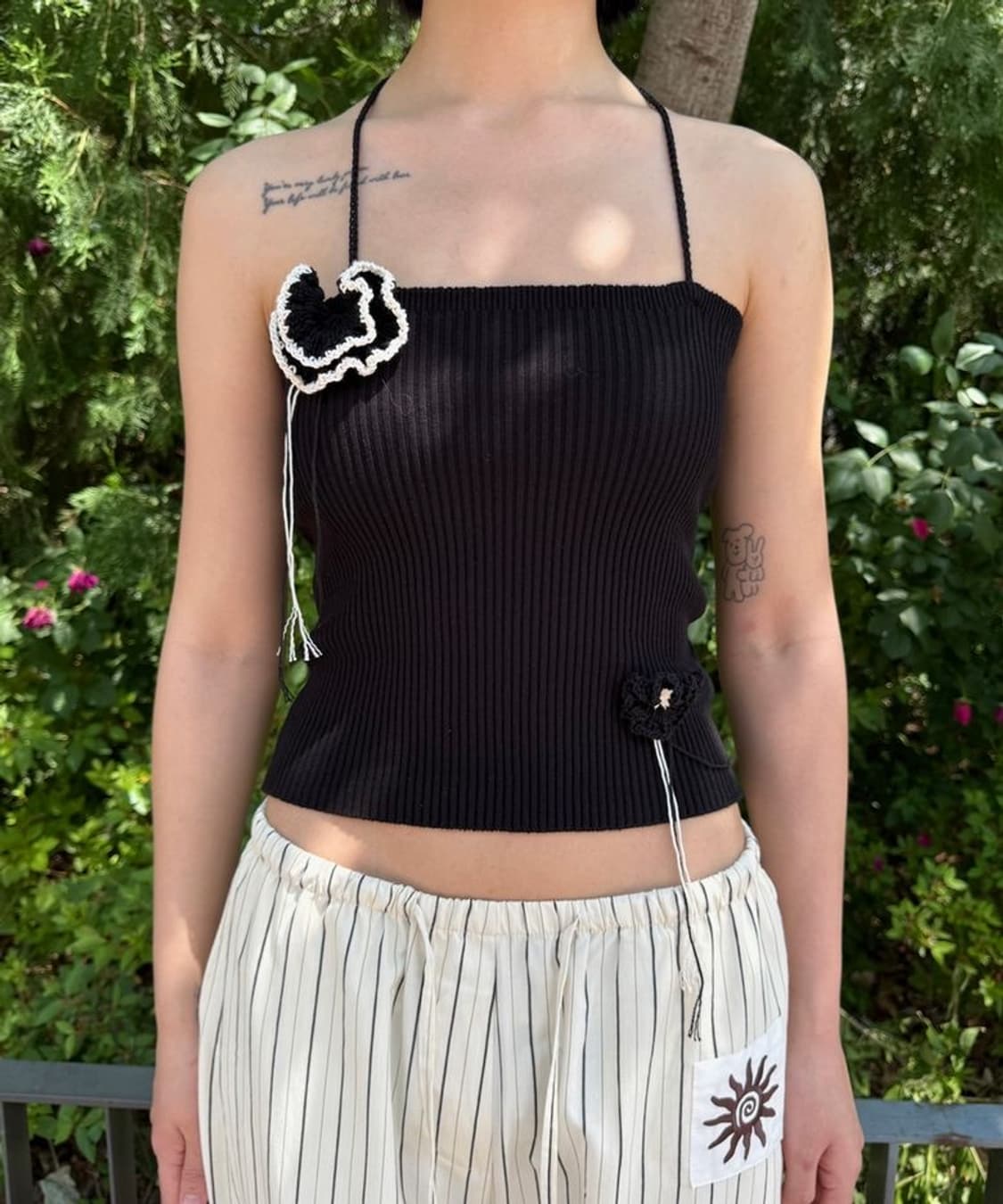 기준 Crochet Knit Tube Top Black 상품이미지3