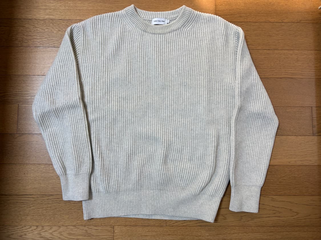 [1] 스테디에브리웨어  sew 크루넥 코튼 립 니트 화이트 멜란지 상품이미지2