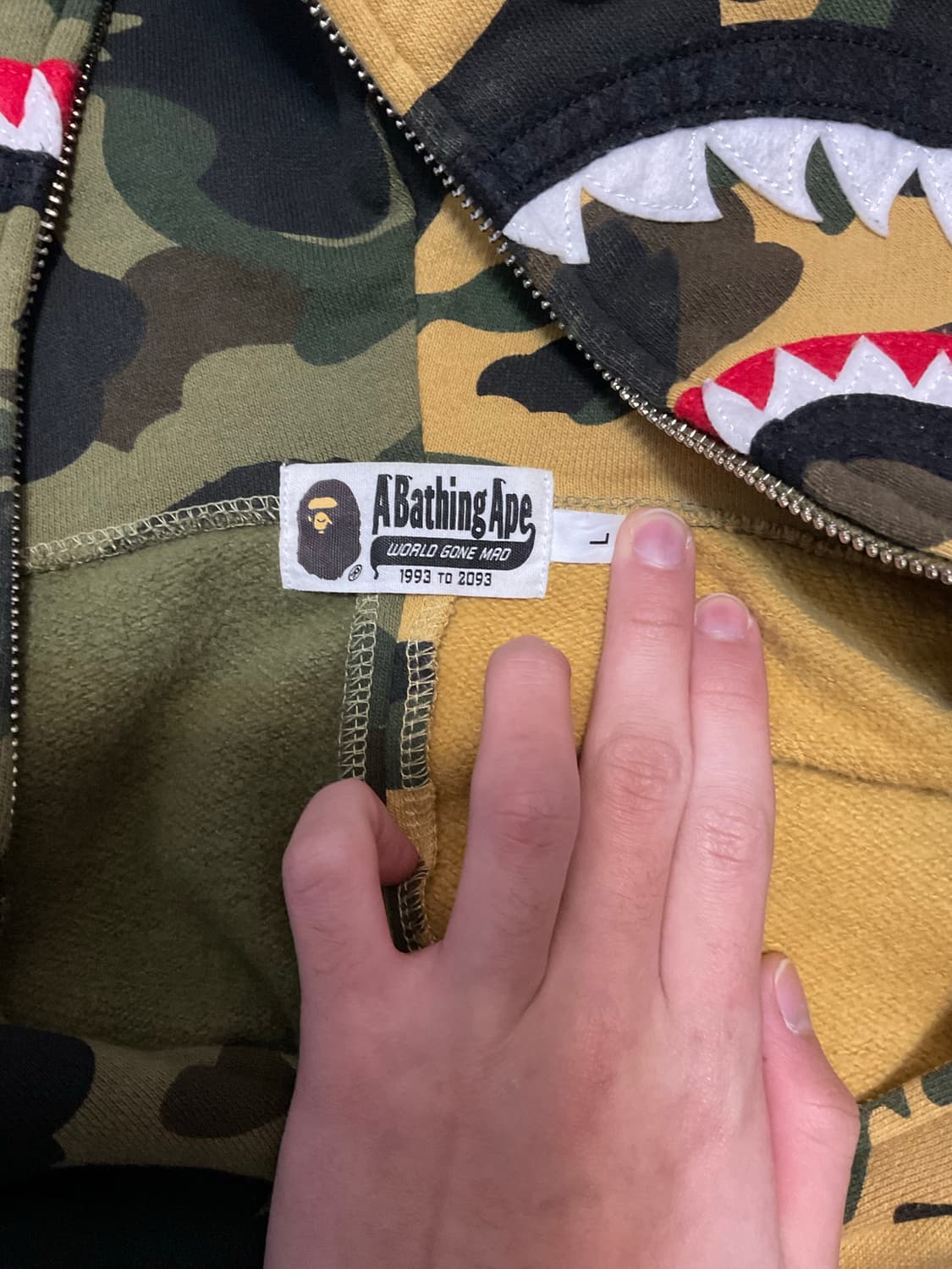 베이프 황계 녹계 아수라 샤크 후드집업 L 상품이미지5