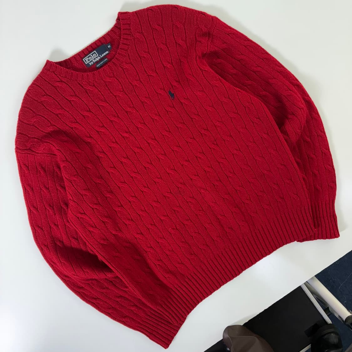 Polo 폴로 랄프로렌 90‘s 레드 쉐틀랜드 울 케이블 니트 상품이미지2