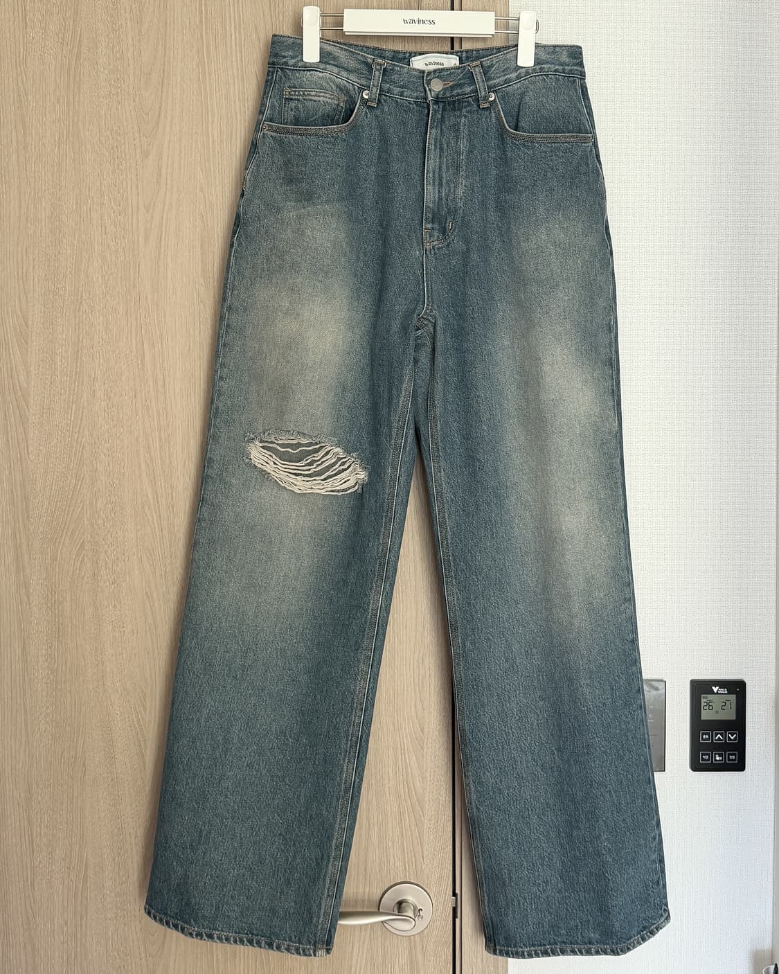 웨이비니스 무브먼트 데미지 데님팬츠 미디움블루 1 상품이미지2