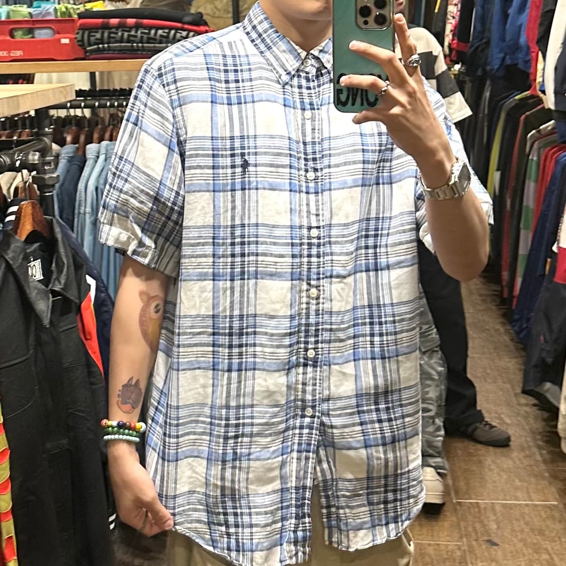 [HI] 폴로 랄프로렌 반팔 셔츠 체크블루 상품이미지4