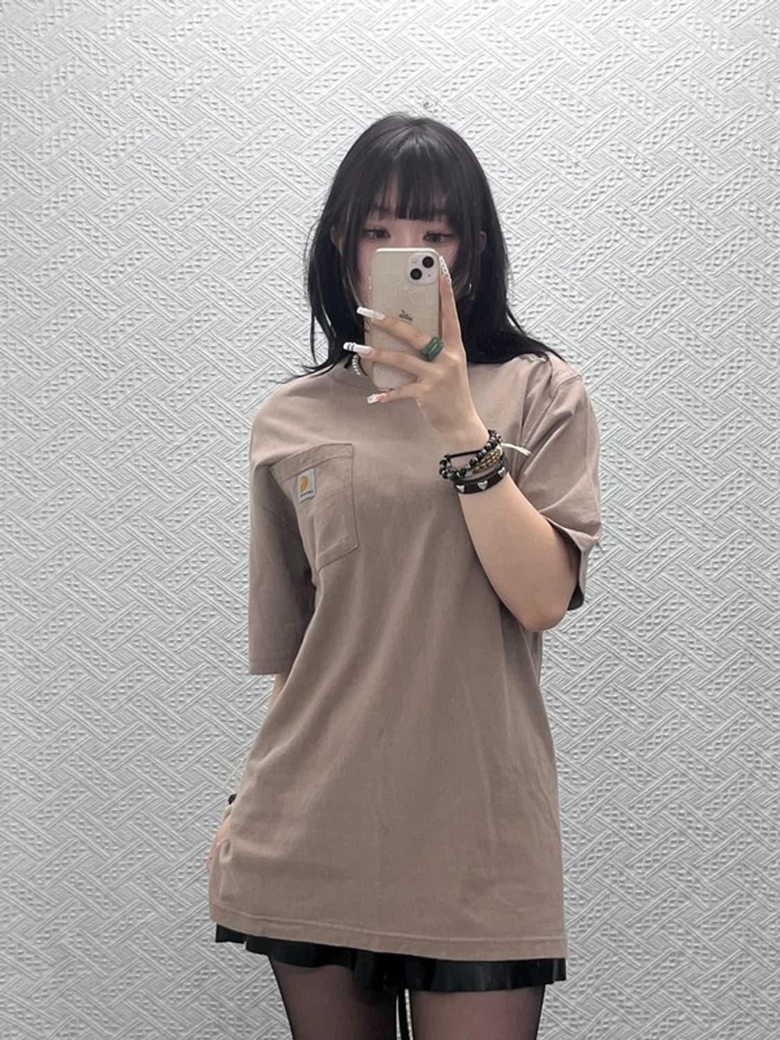 칼하트 빈티지 캐주얼 오트밀 베이지 포켓 반팔티 M C10788 상품이미지1