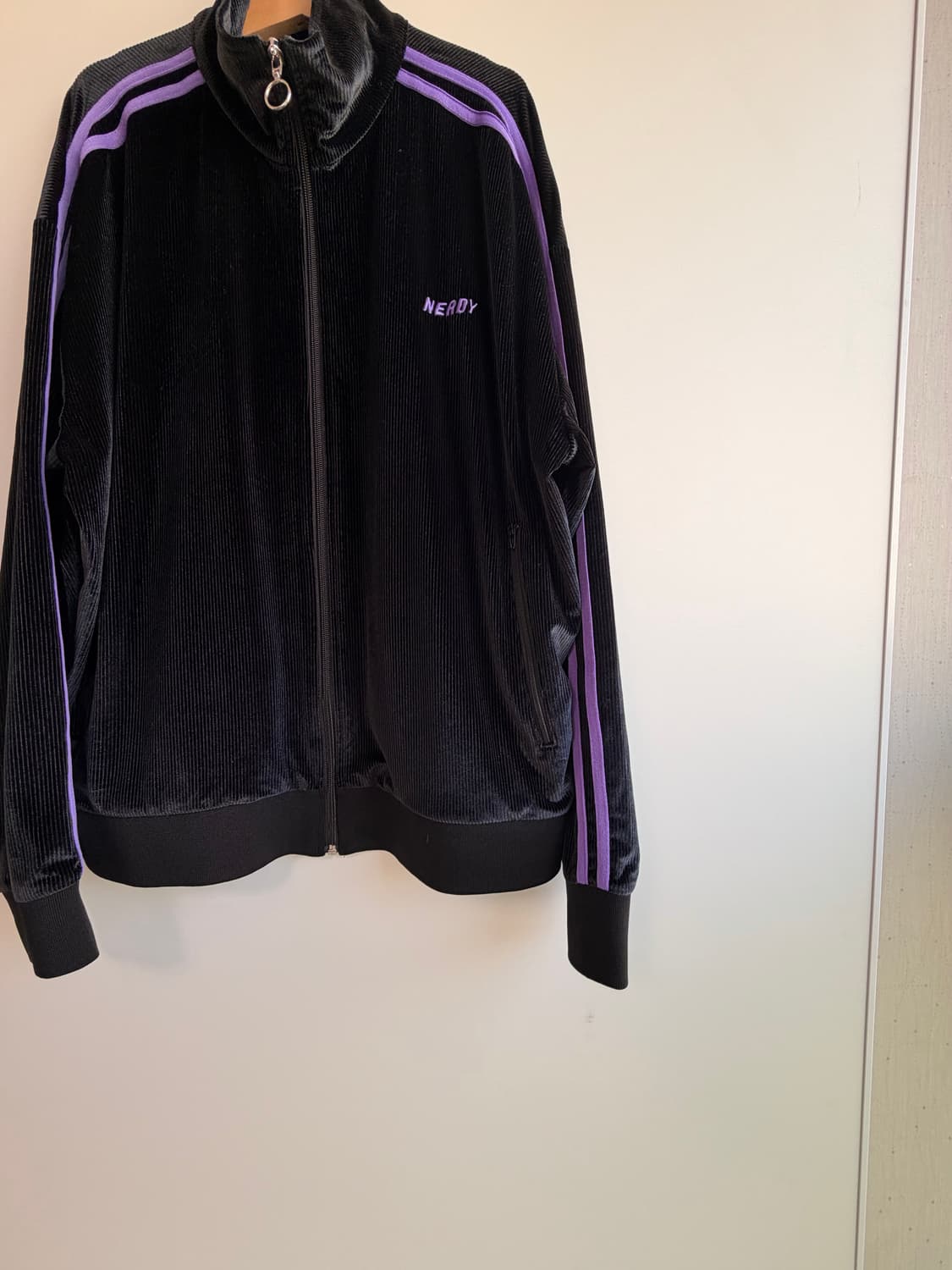 널디 NERDY 블랙 퍼플 코듀로이 집업 셋업 M 거의새거 상품이미지9
