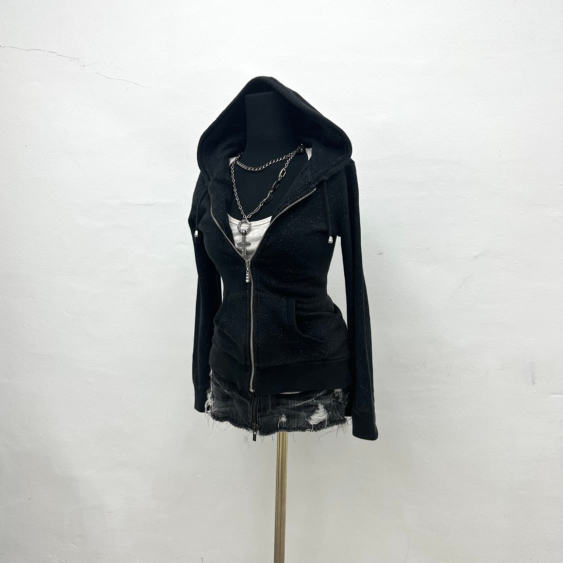 Sorridere black glitter hoodie  상품이미지2