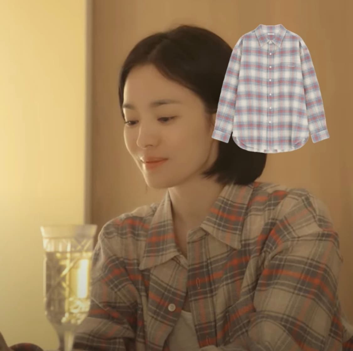 아비에무아 릴랙스드 체크 셔츠 크림 상품이미지2