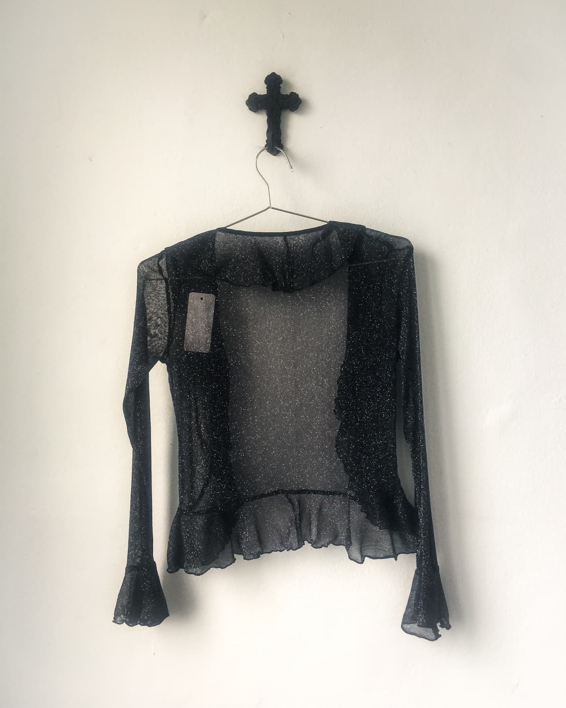 Glitter frill open mesh cardigan 상품이미지3