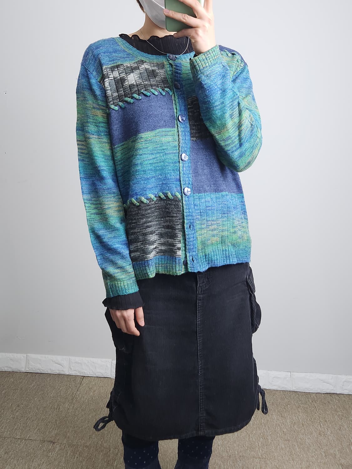 패턴 스티치 가디건 상품이미지2