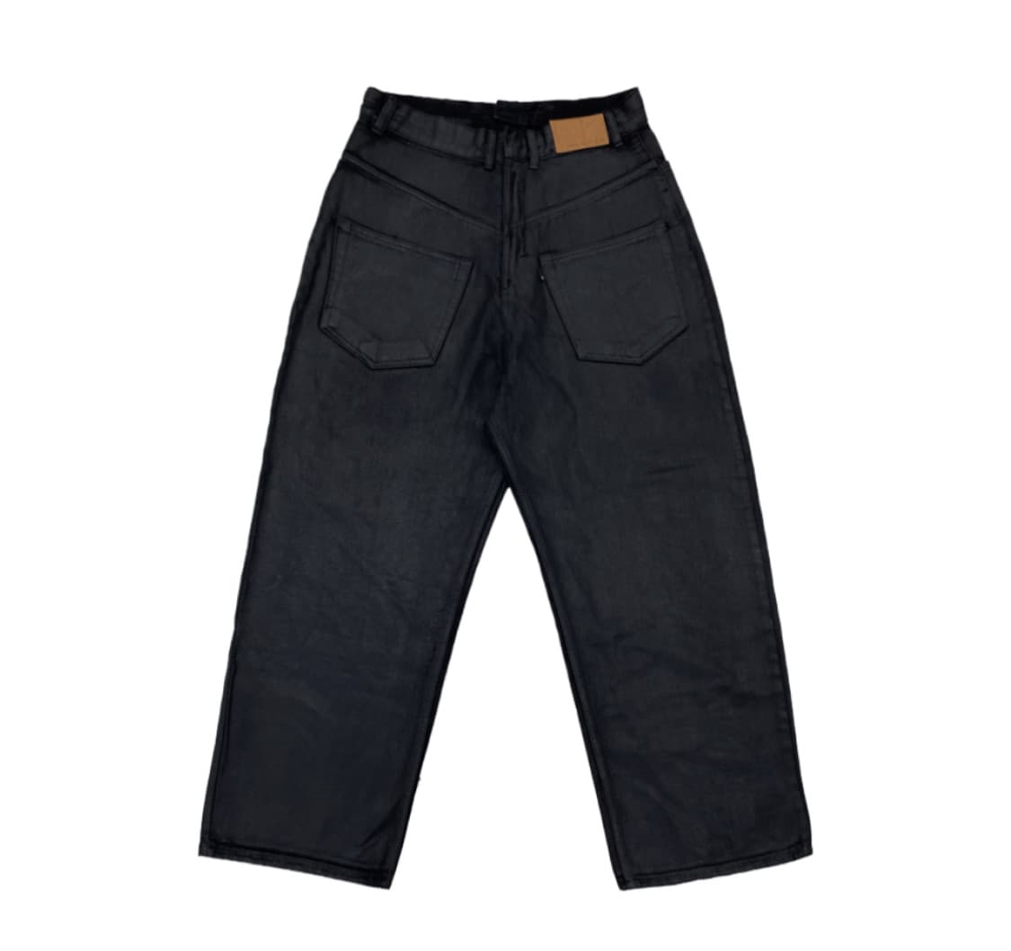 프로젝트 gr 코티드 백워드 데님 팬츠 블랙 상품이미지1