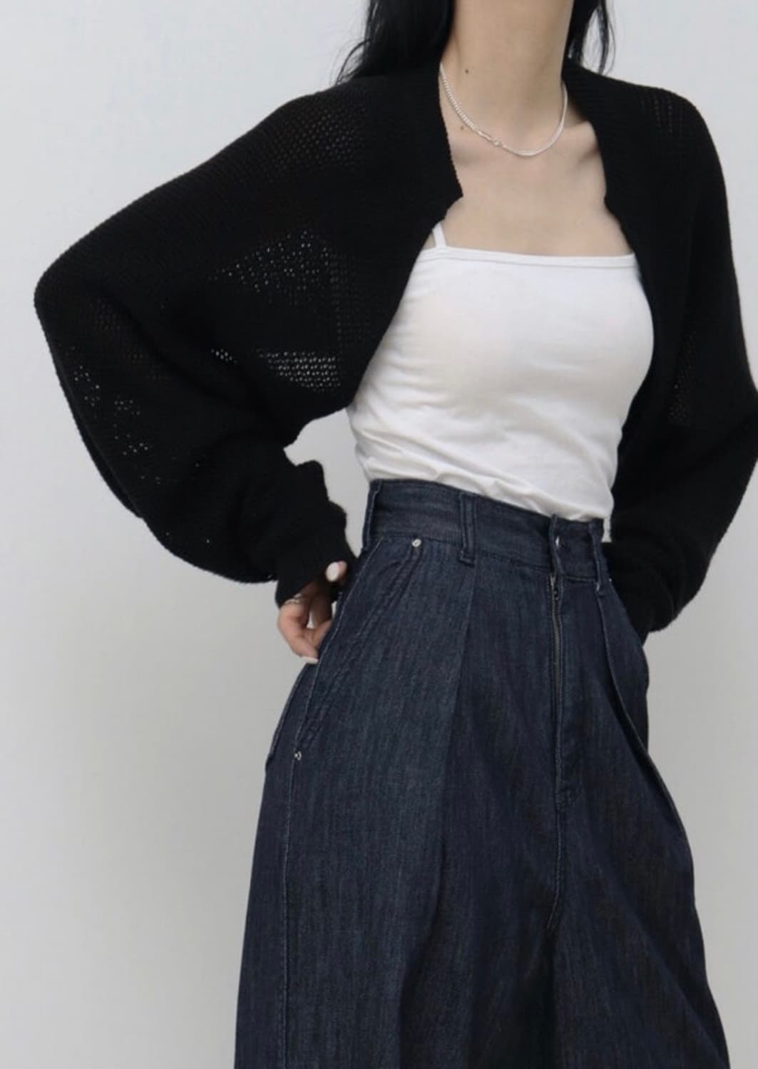 트리밍버드 볼레로 가디건 아이보리 Knit Set-up Cardigan 상품이미지2