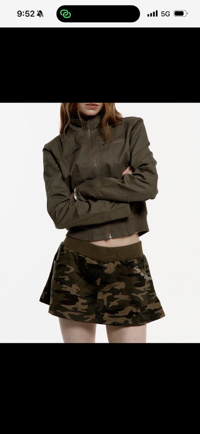 러프넥 카모 로우라이즈 스커트 M 상품이미지1