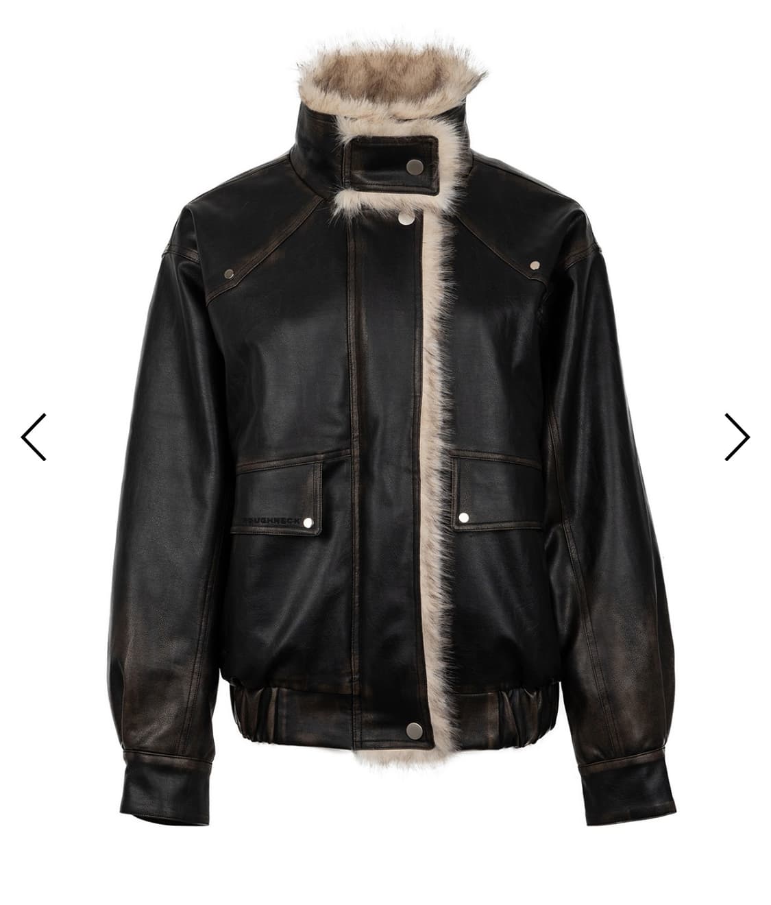 러프넥 워싱 레더 무스탕 자켓 [브라운] 상품이미지2