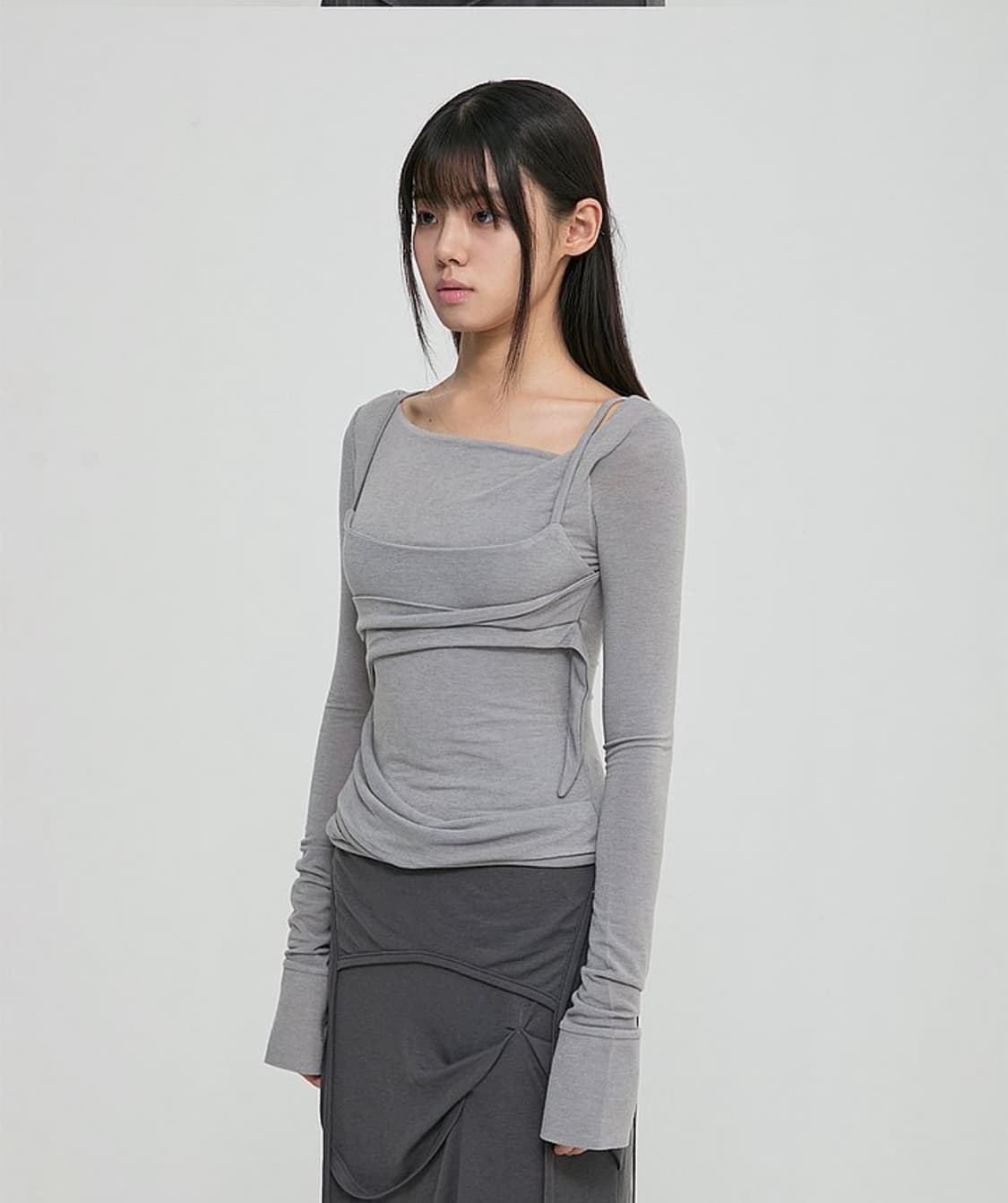 플레어업 Asymmetrical Draped Long Skirt 상품이미지2