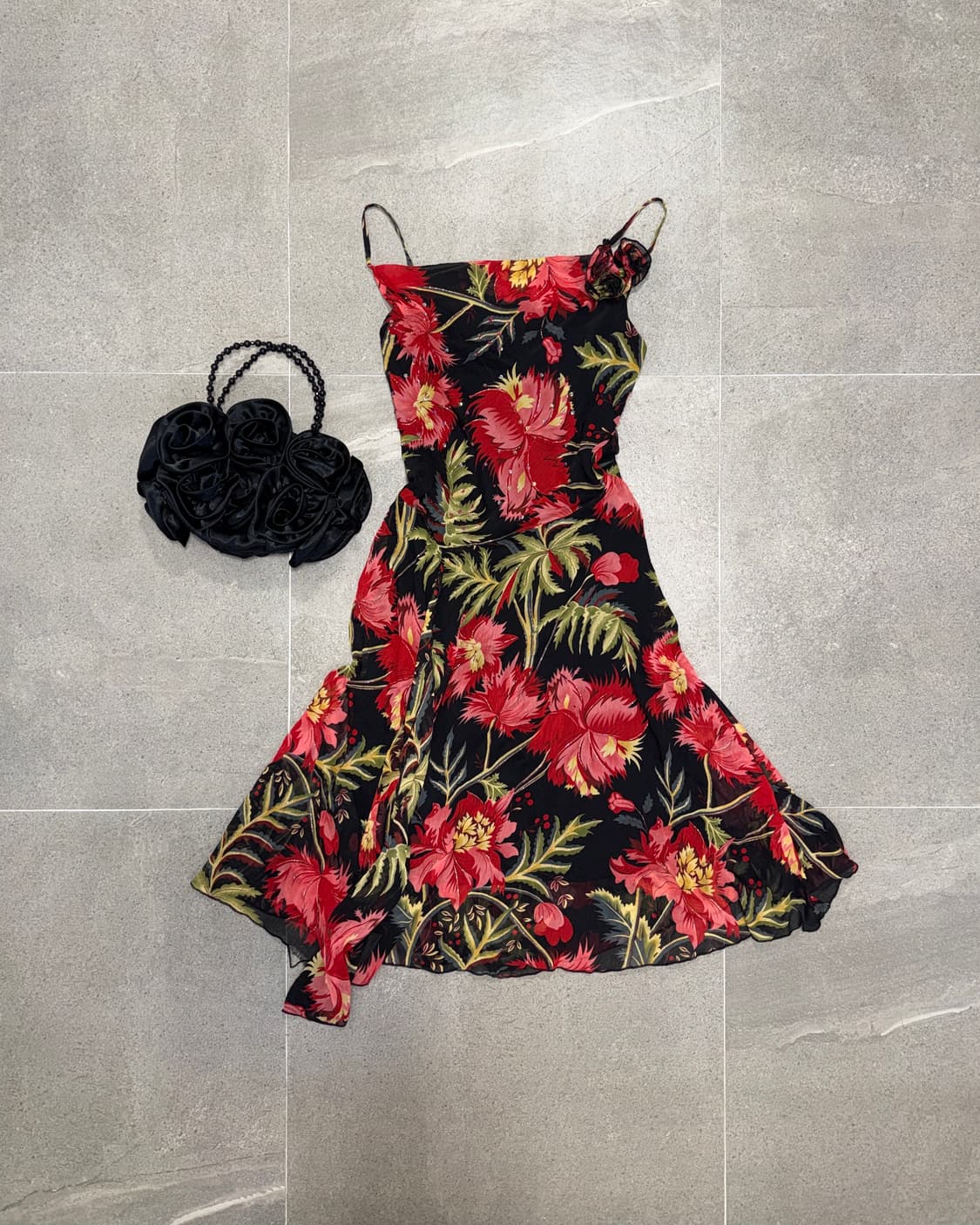 Black & red oriental floral maxi ops 상품이미지1