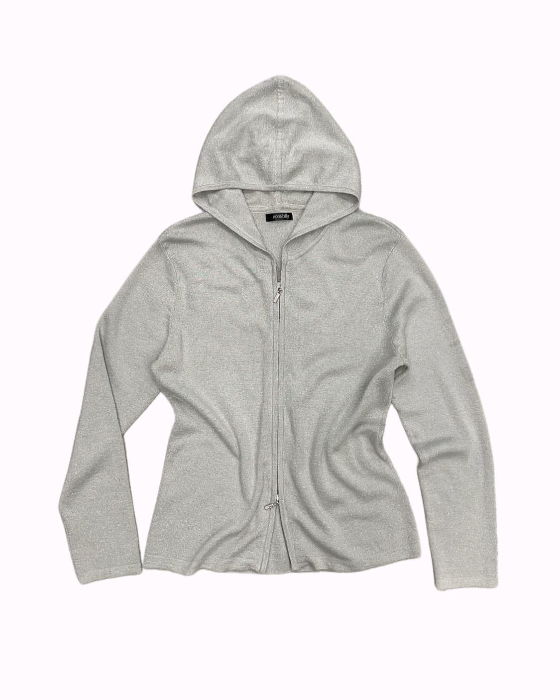 glitter grey knit hood zip-up 상품이미지1