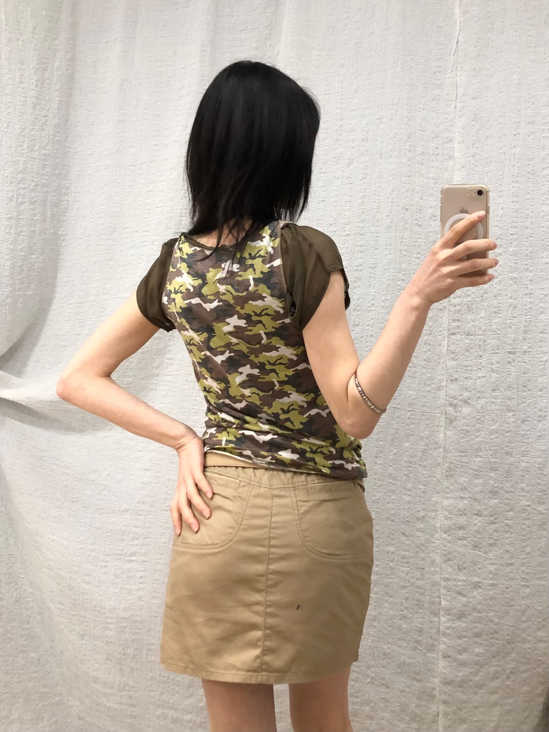 Camo see-through puff top 상품이미지3