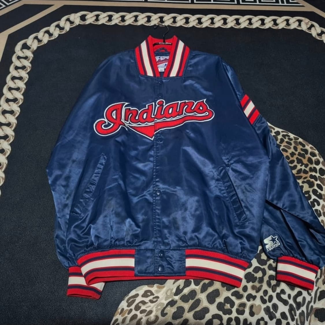 90's 스타터 클리블랜드 인디언스 빈티지 새틴 바시티 자켓 XL 상품이미지1