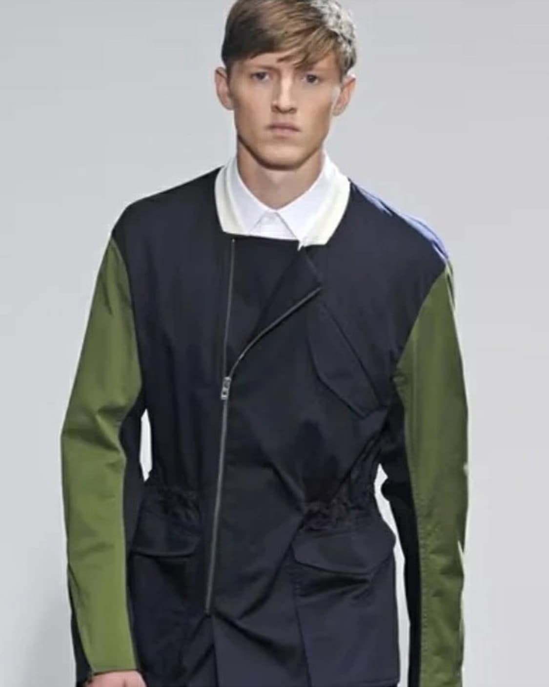 우영미 네이비/그린 배색 블루종 자켓 100 상품이미지1