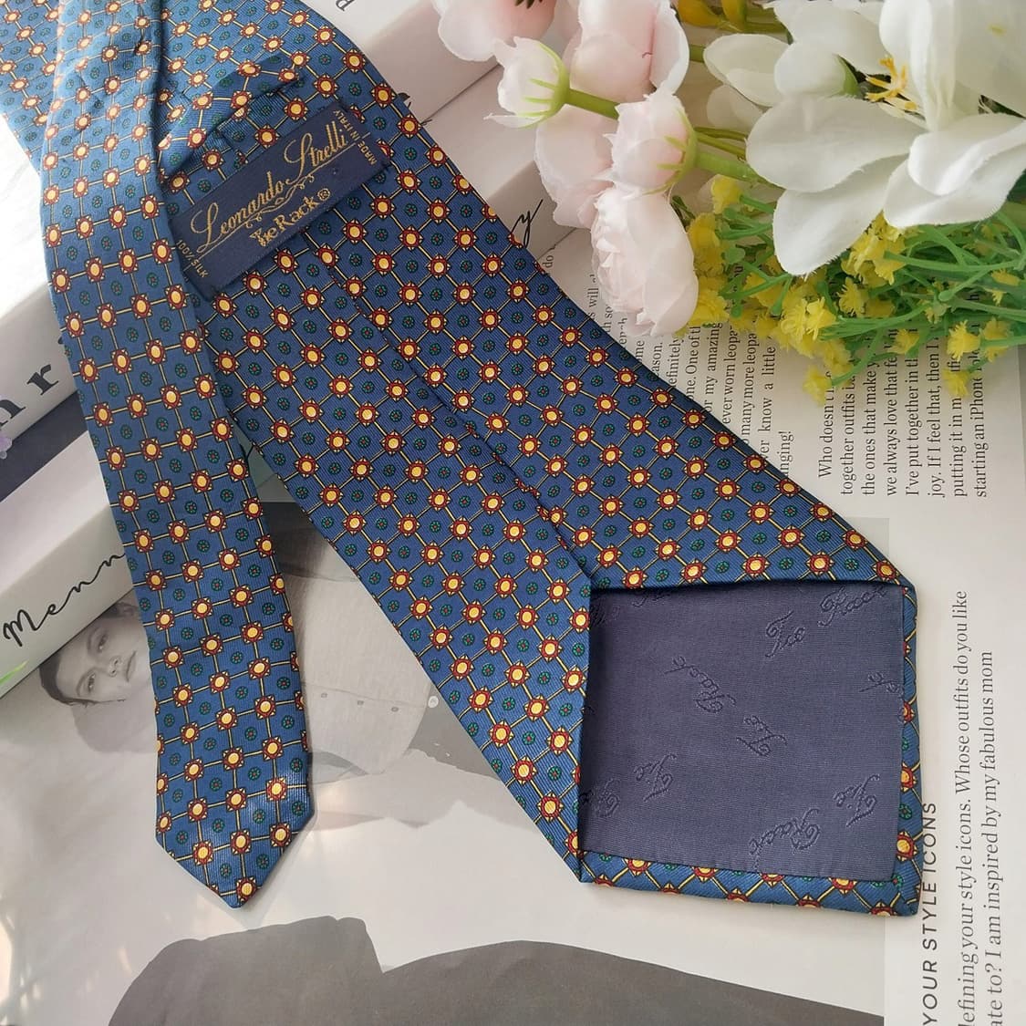 레오나르도 스트렐리 실크 블루 넥타이 9.8cm A+등급 K1283
 상품이미지5