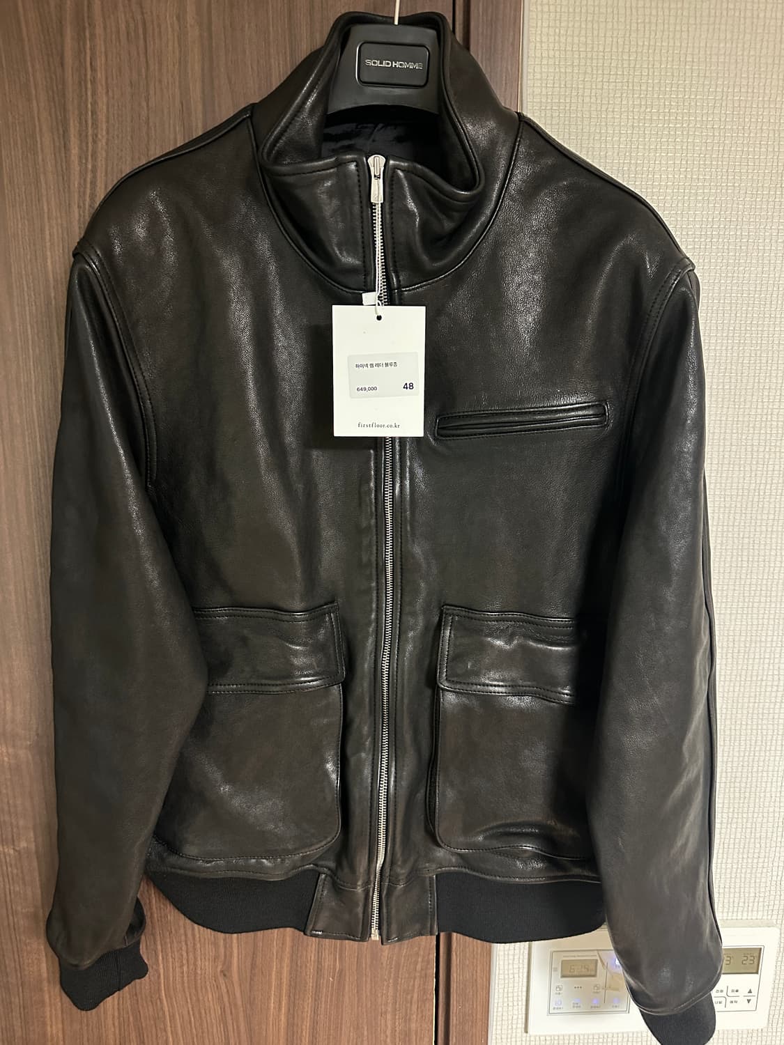 새상품) 퍼스트플로어 하이넥 렘 레더 블루종 48 사이즈 초판 상품이미지5