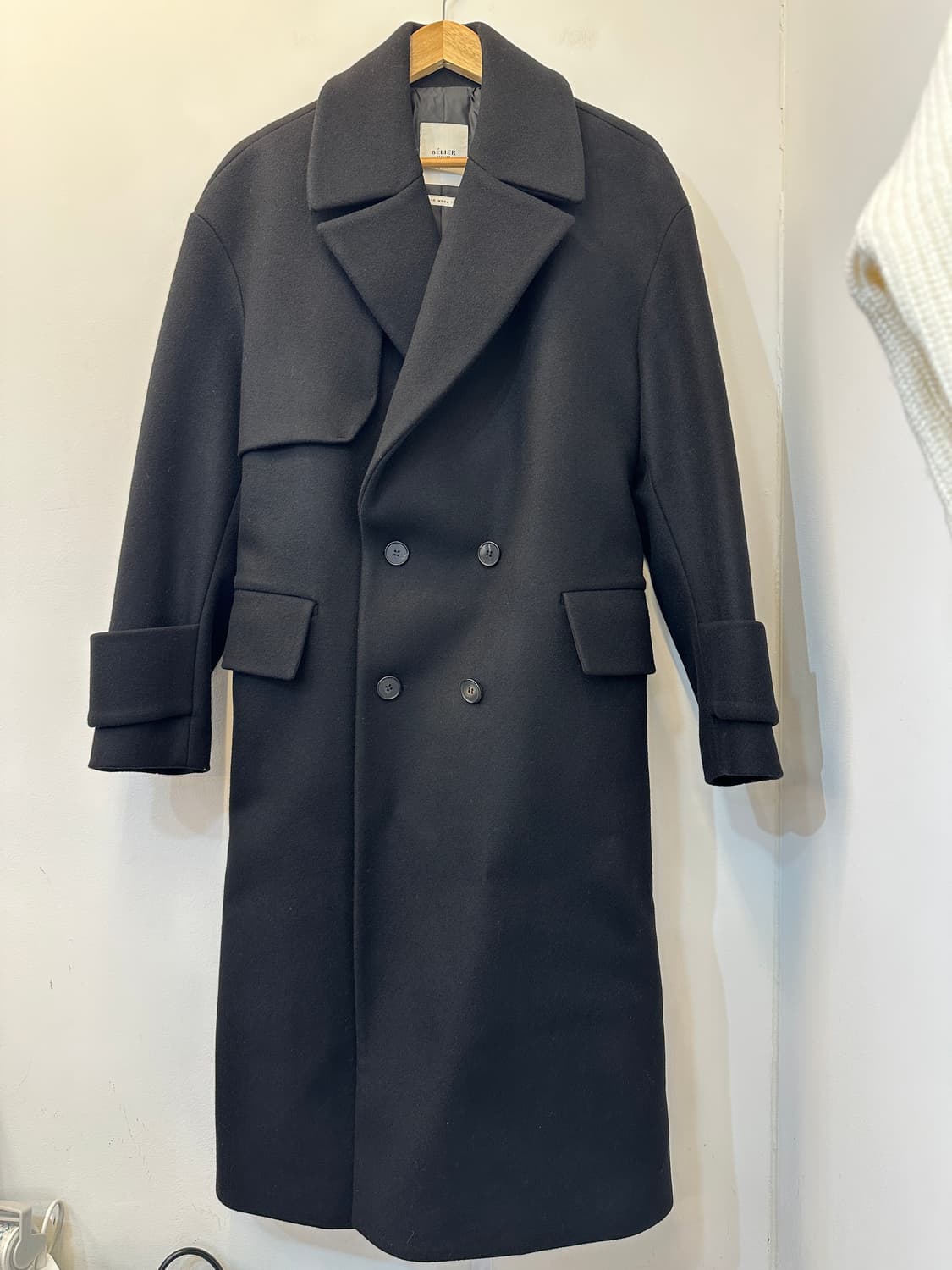 M) 벨리에 블랙 더블 코트 상품이미지1