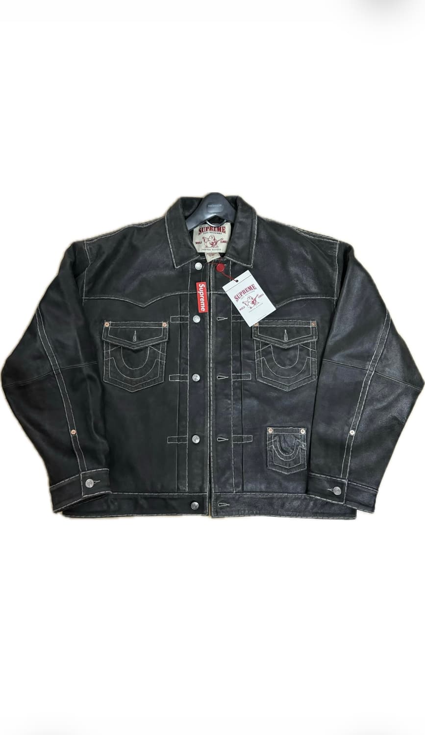 슈프림 x 트루릴리전 레더 트러커 자켓 블랙 (새제품) 상품이미지1