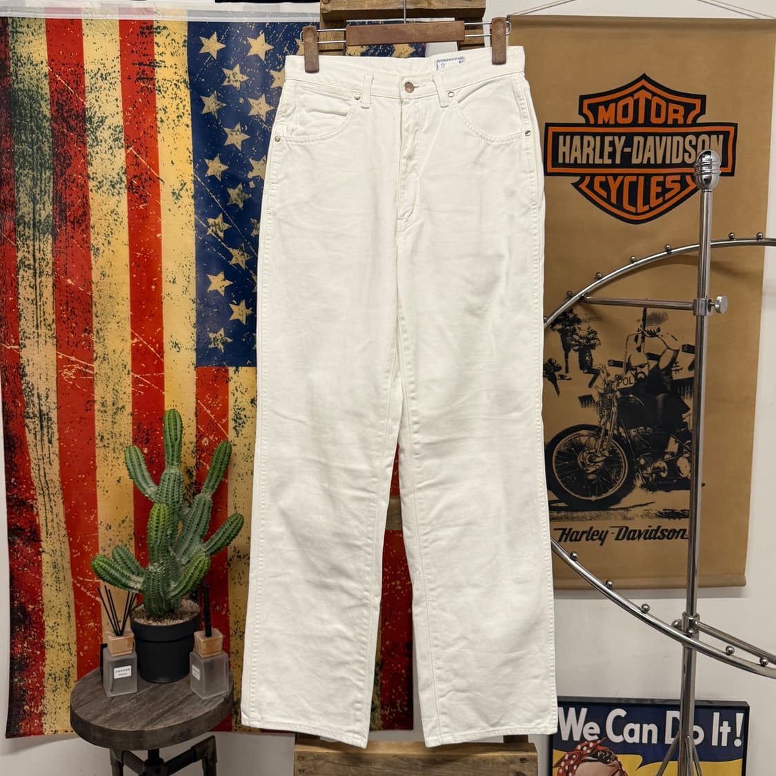 00s 랭글러 재팬라인 로데오 화이트 데님팬츠 레더탭 N864   상품이미지1