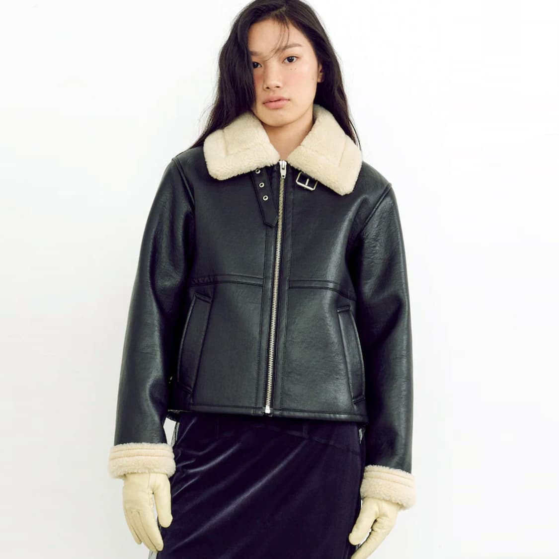 구호(KUHO) 시어링 페이크 레더 무스탕자켓 55-66 상품이미지1