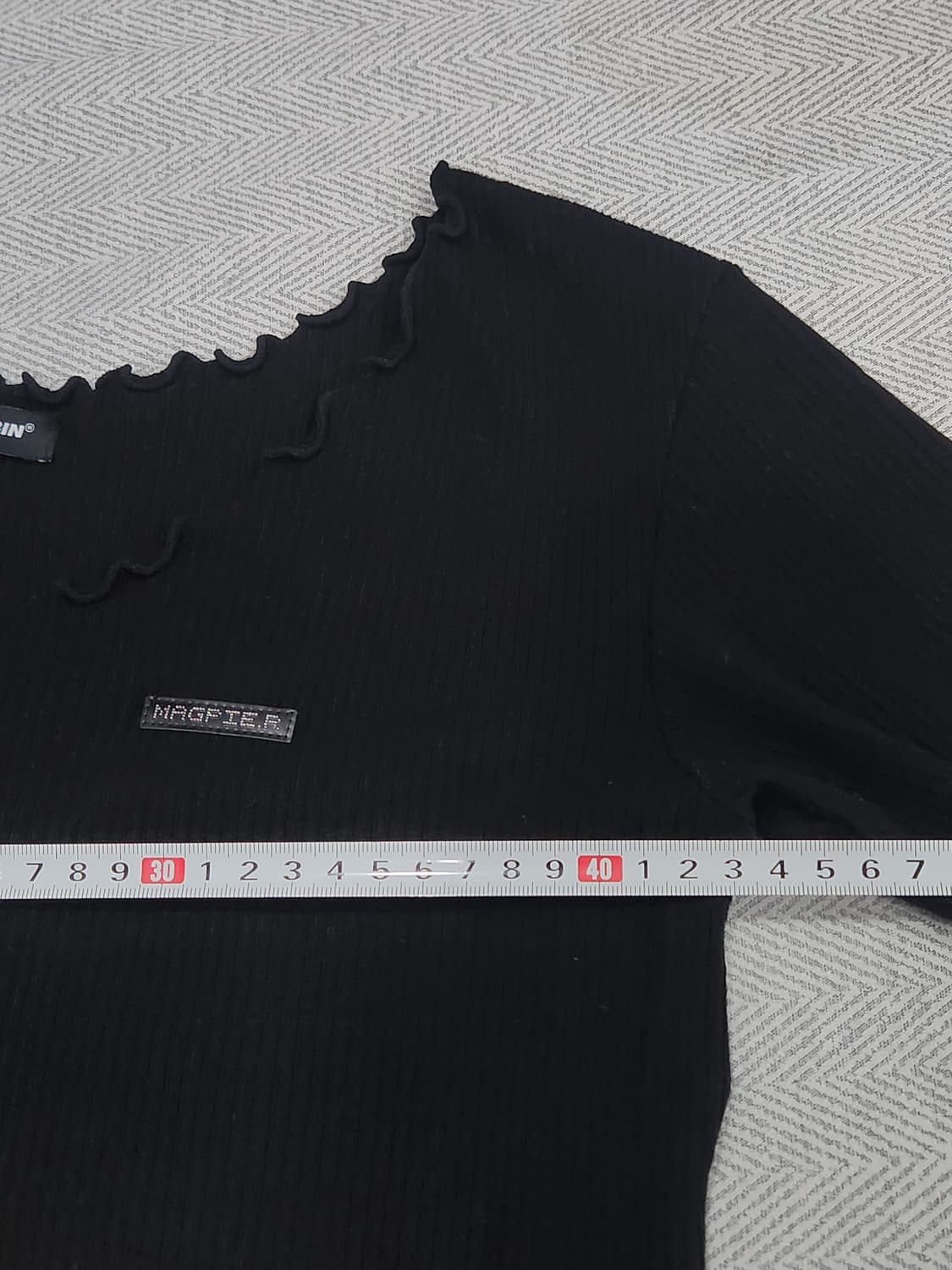 [F] 맥파니로빈 반팔 가디건 민소매 세트 블랙 얇은 골지 니트 상품이미지9