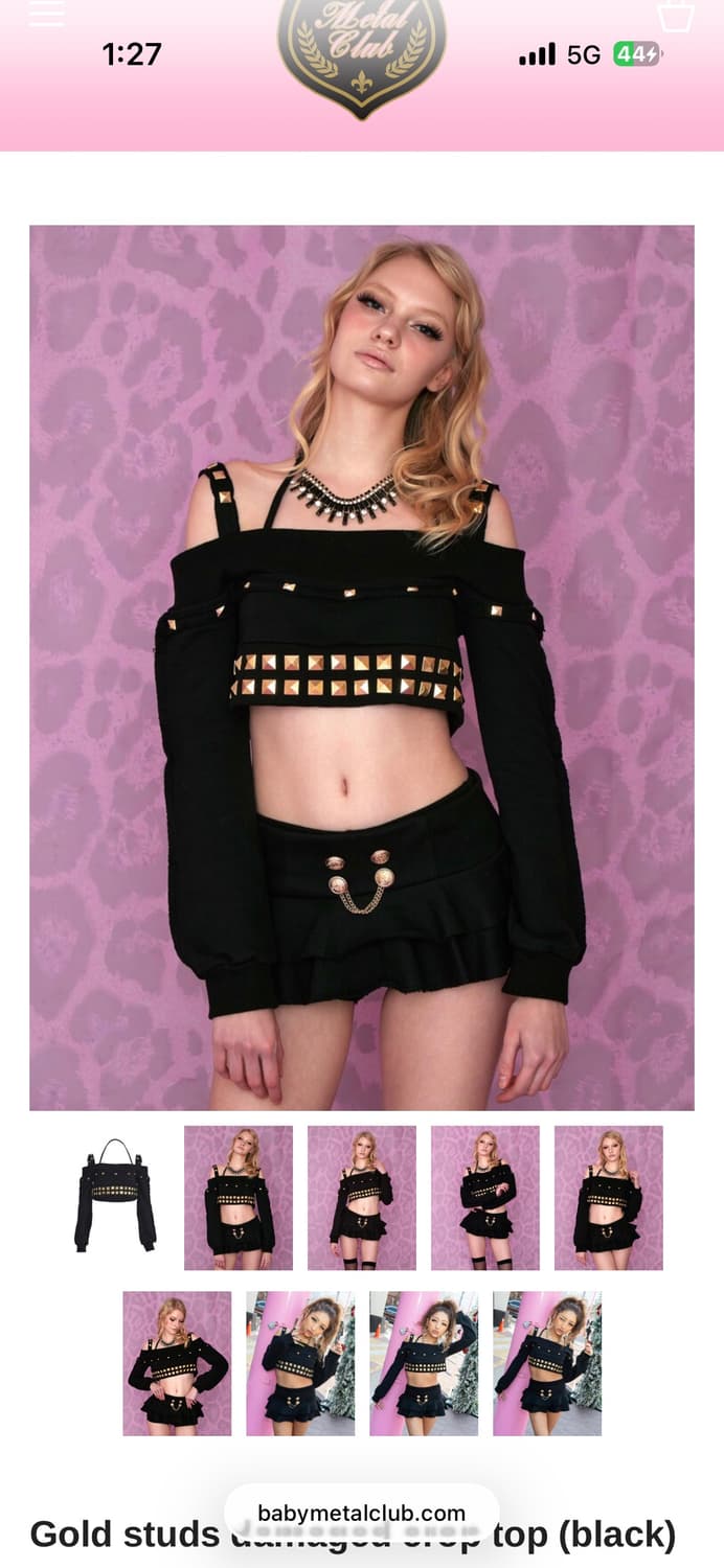 베이비메탈클럽 Gold studs damaged crop top  상품이미지1