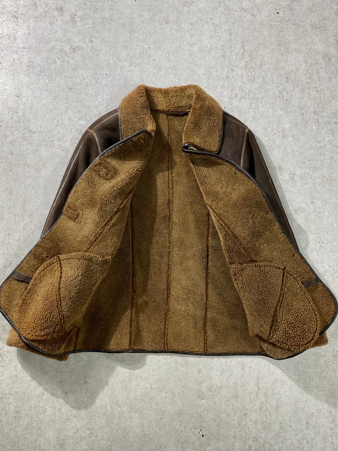 [S-M] 90s Vtg 빈티지 브라운 시어링 레더자켓 무스탕 상품이미지3