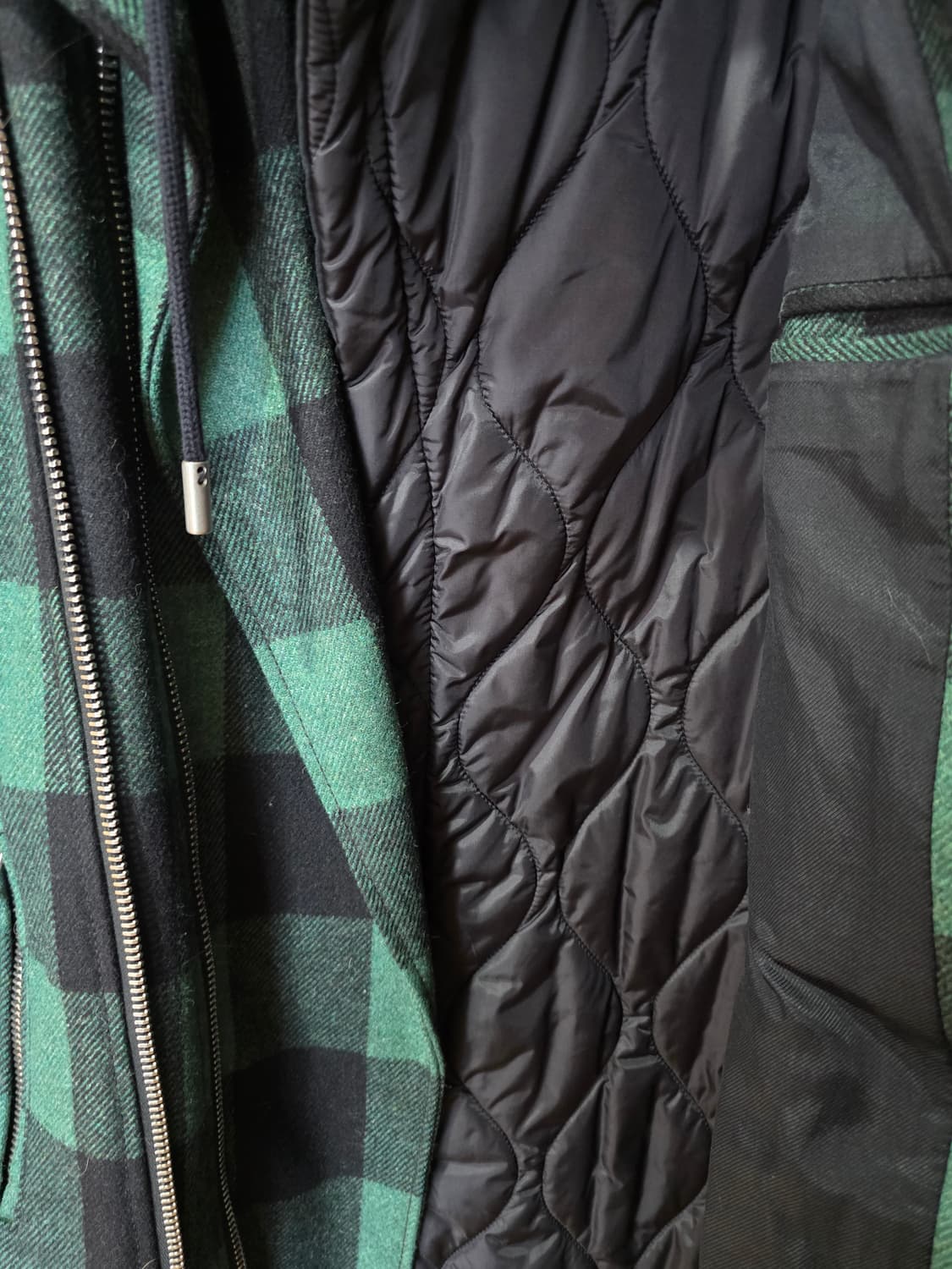 디젤 블랙골드 체크후드 코트 상품이미지7