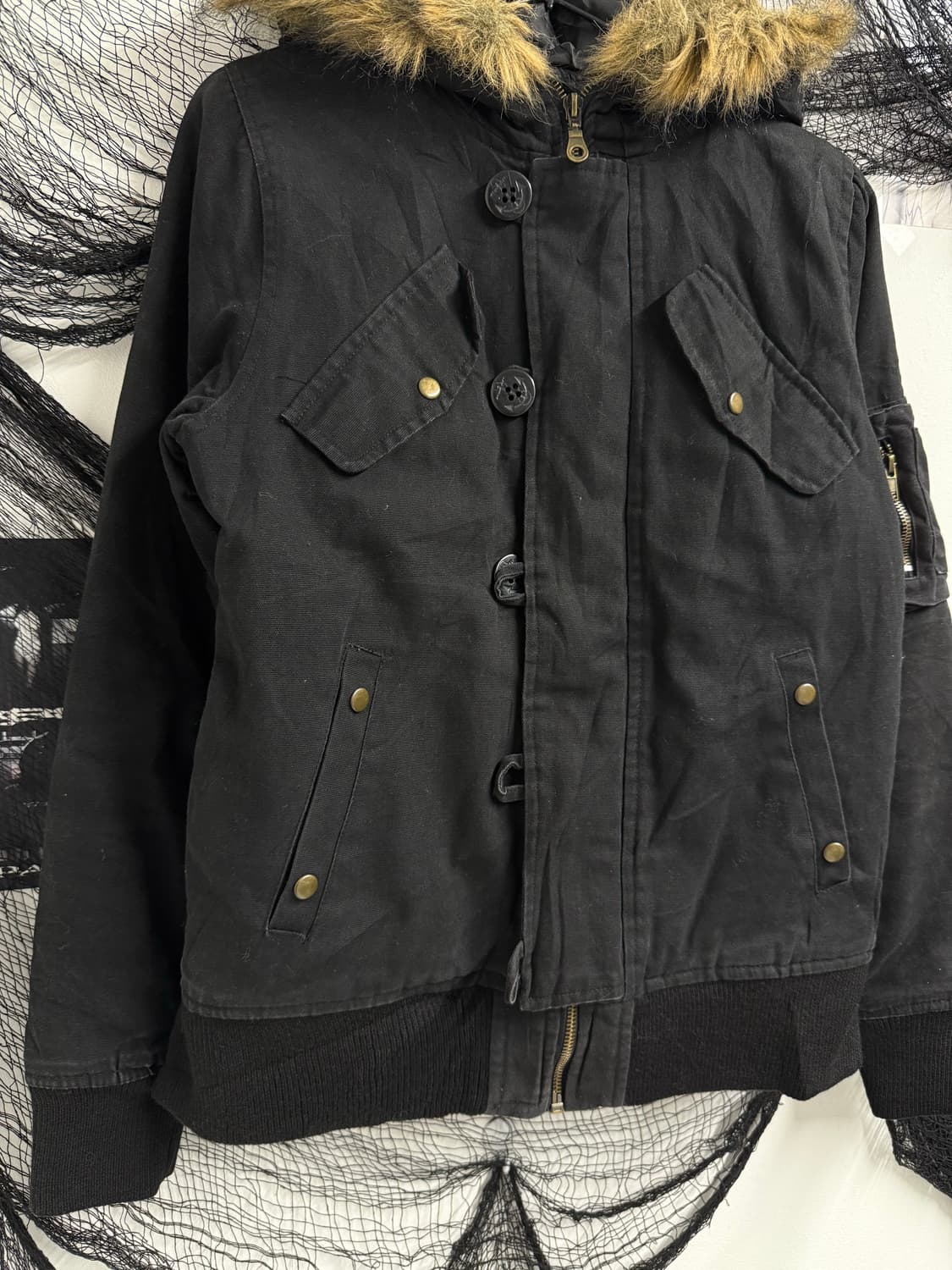 00s fur detailed hood zip-up 상품이미지3