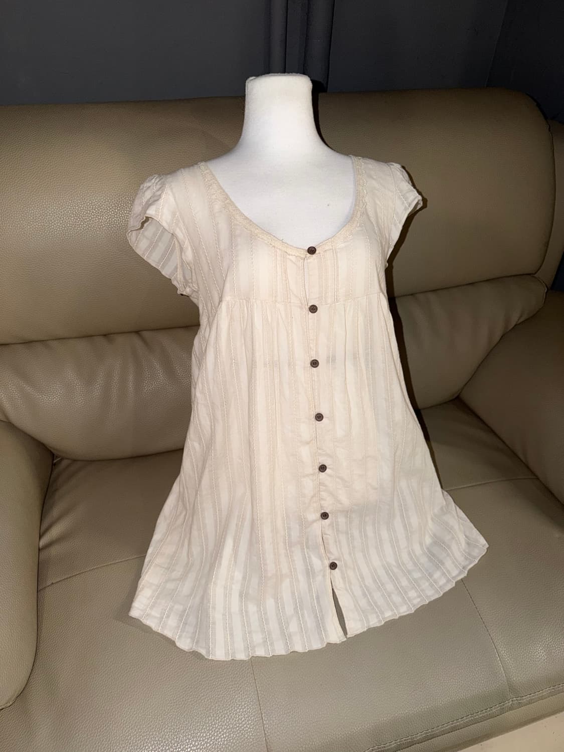 button-up stripe detail blouse 상품이미지1
