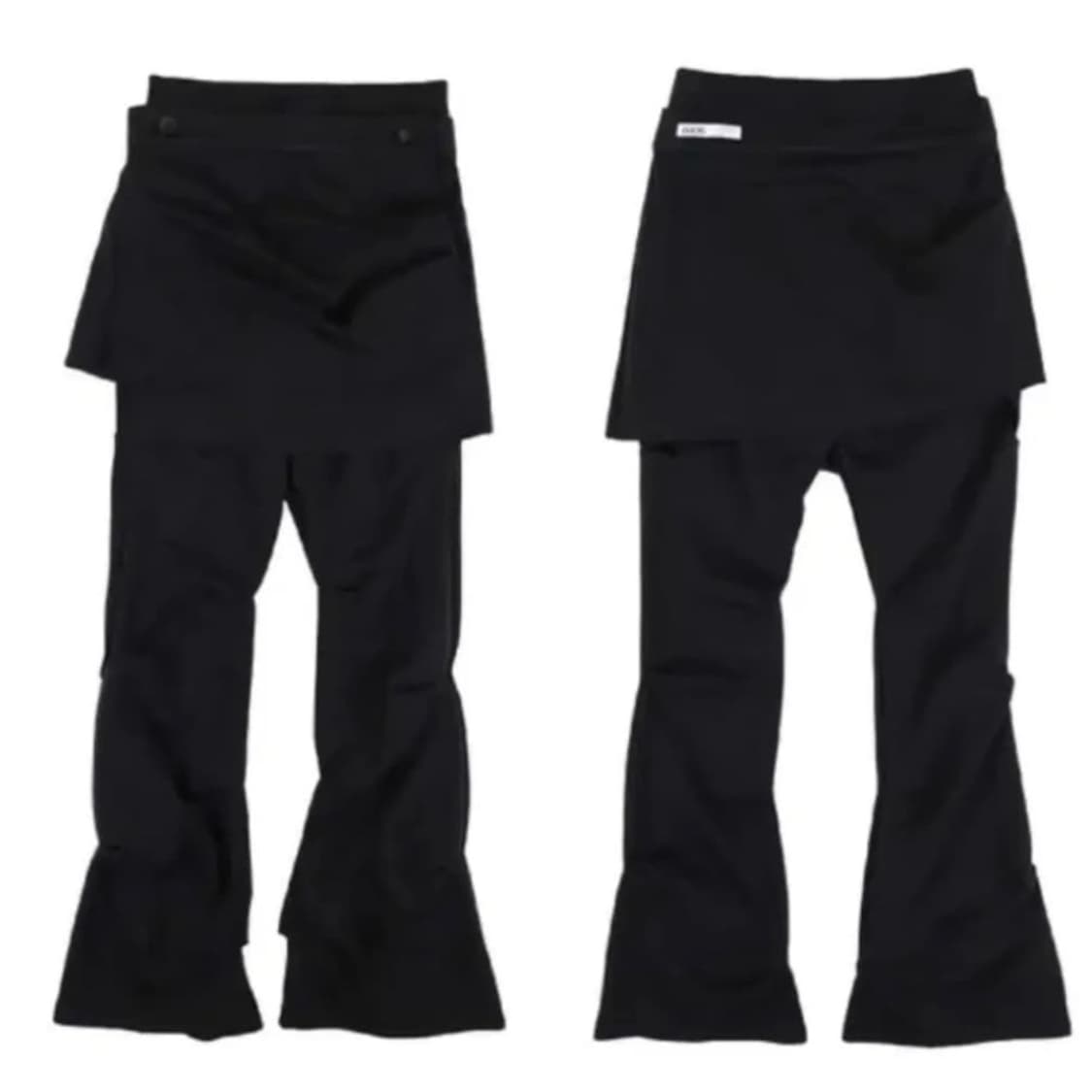 오호스 랩 오버 턱 팬츠 스커트 블랙1 상품이미지1