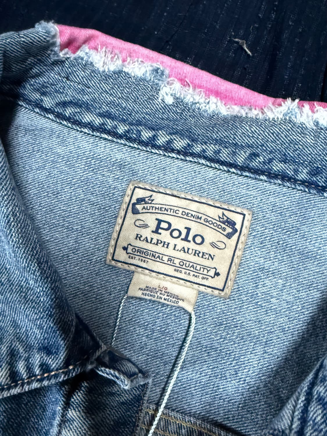폴로 랄프로렌 렌턴 디스트레스드 리페어 패치워크 데님 트러커 자켓 L 상품이미지6