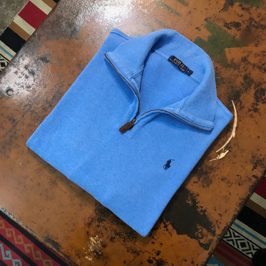 폴로랄프로렌 블루 코튼 반집업 풀오버 남성 105 사이즈  상품이미지1