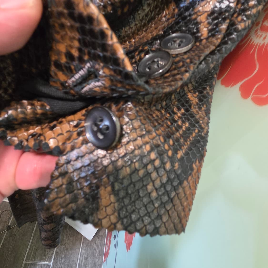 아미 스네이크 가죽 롱 코트 상품이미지6