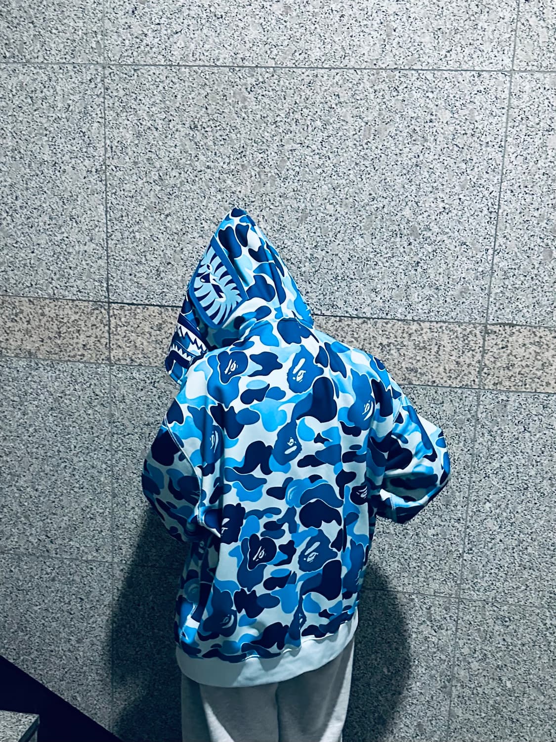 판매) 베이프 ABC 카모 레이온 릴렉스드 핏 샤크 풀 지퍼 후드 블루 상품이미지7