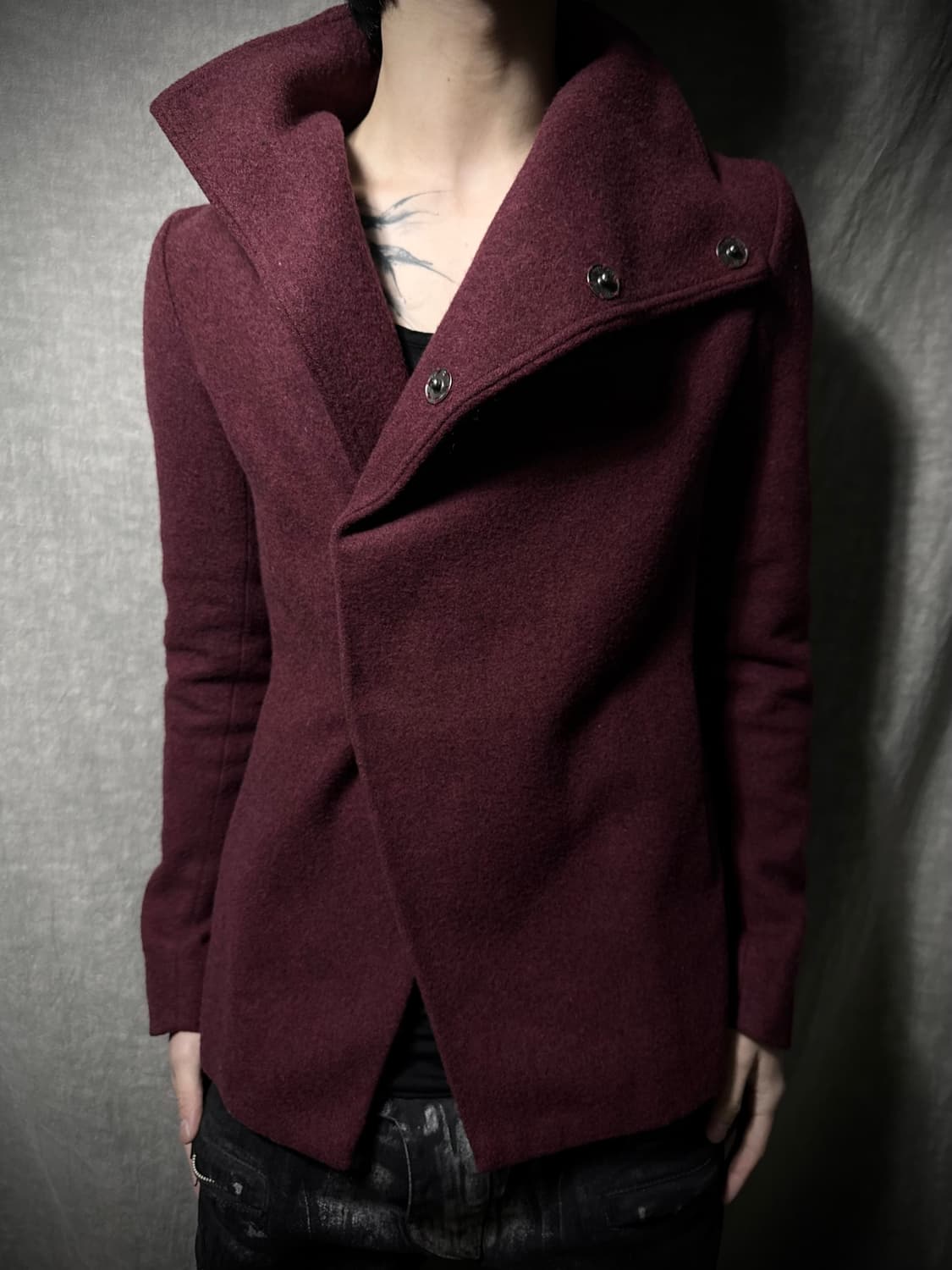 N4 Asymmetric High Collar Wool Coat 상품이미지1