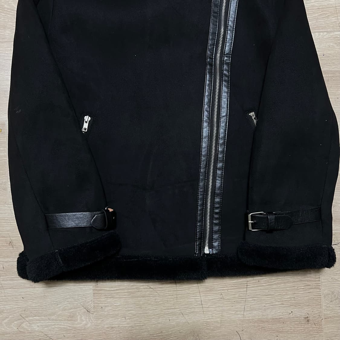 남성 퍼안감 스웨이드 무스탕 가죽자켓 [블랙] M/95 상품이미지3