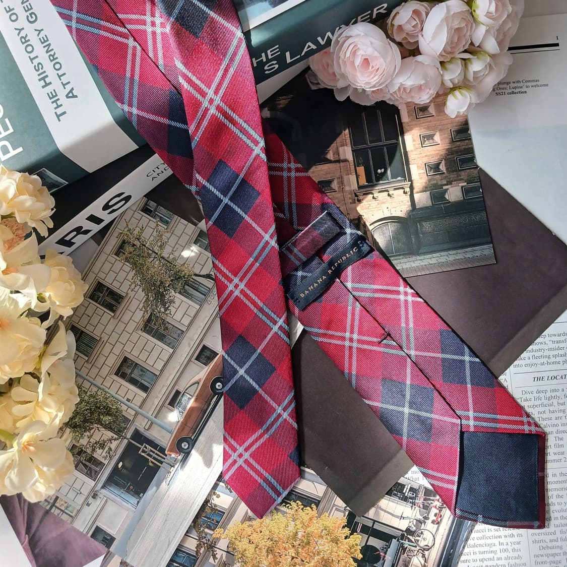 바나나 리퍼블릭 실크 레드 체크 넥타이 7.5cm S등급 G19
 상품이미지5