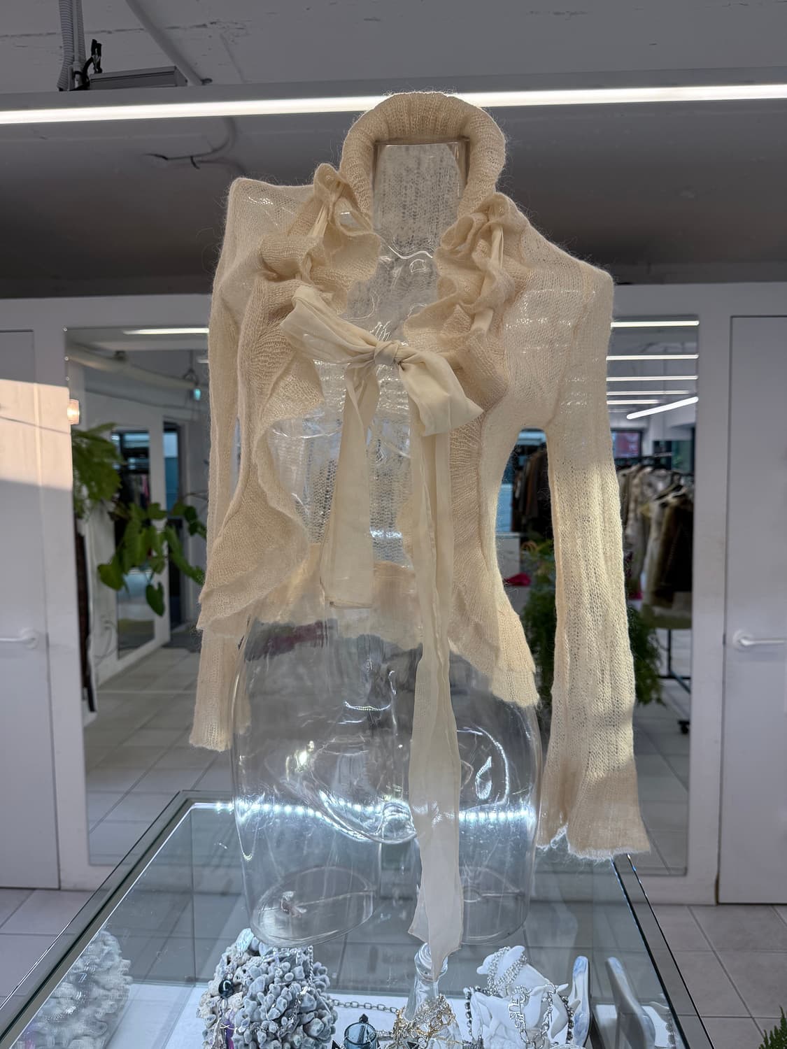 scarf layered mohair knit cardigan 상품이미지1