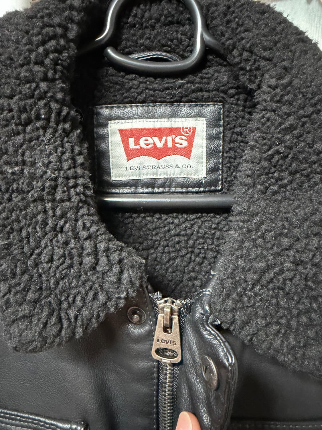 리바이스 쉐르파 블랙 레더 트러커 자켓 상품이미지5