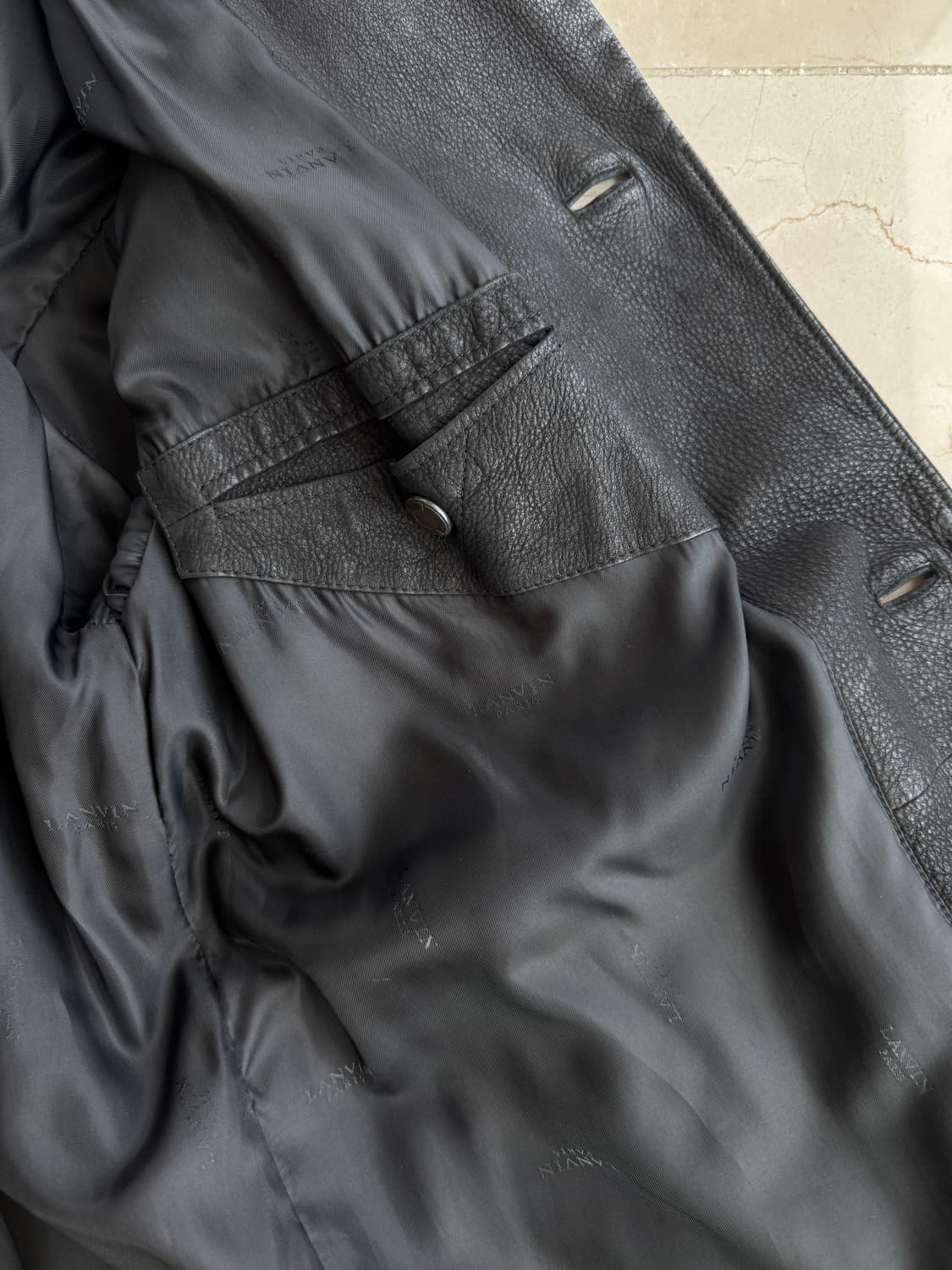 빈티지 랑방 Lavin Paris 양가죽 레더 코트 블랙 사이즈 100 상품이미지5